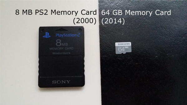 11. Карта памяти на 8 Мбайт в 2000 и на 64 Гбайт в 2016 
