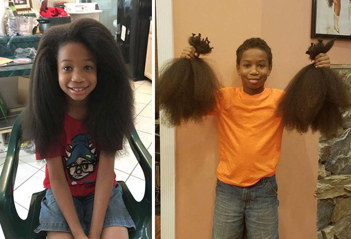 15. 8-летний Томас Мур два года растил волосы, чтобы сделать парики для онкобольных детей