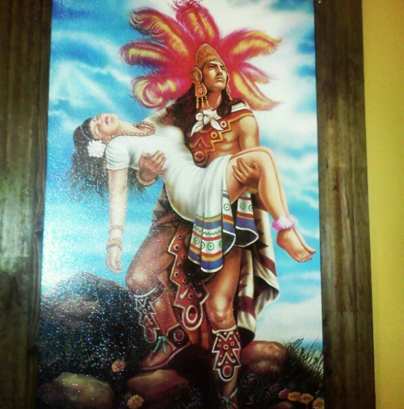 На стене уже висит календарь на следующий год, вот с такой картинкой ацтекского воина - очень популярной в Мексике