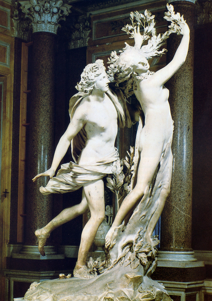 3) "Аполлон и Дафна" — мраморная скульптура 1622-1625 годов стиле барокко, находится в Риме