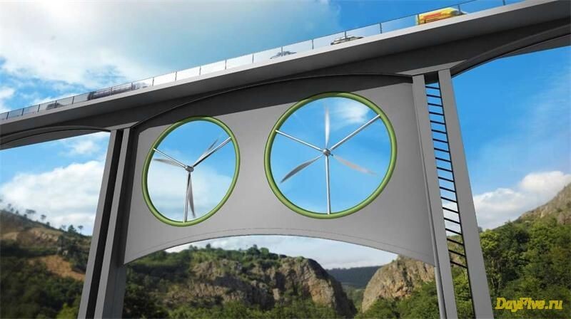 Ветровые турбины, интегрированные в мосты