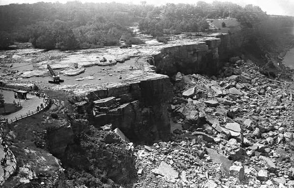 Ниагарский водопад без воды, 1969 год.