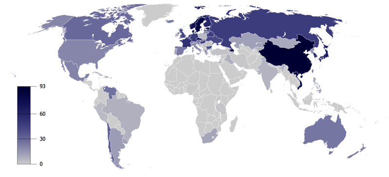 Распространение атеизма по странам (по результатам опросов 2006 года)