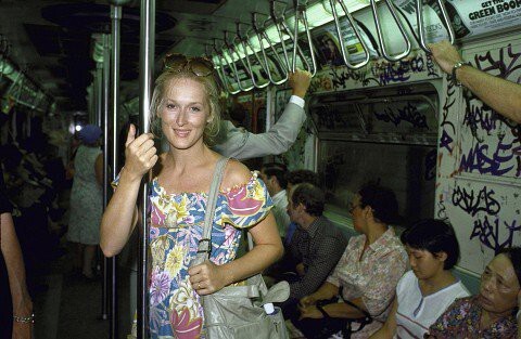 Мерил Стрип в нью-йоркском автобусе, 1981