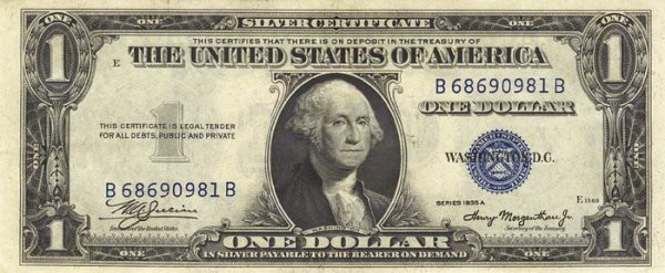1.	1-ый президент страны Джордж Вашингтон (англ. George Washington) изображён на банкноте достоинством в $1.