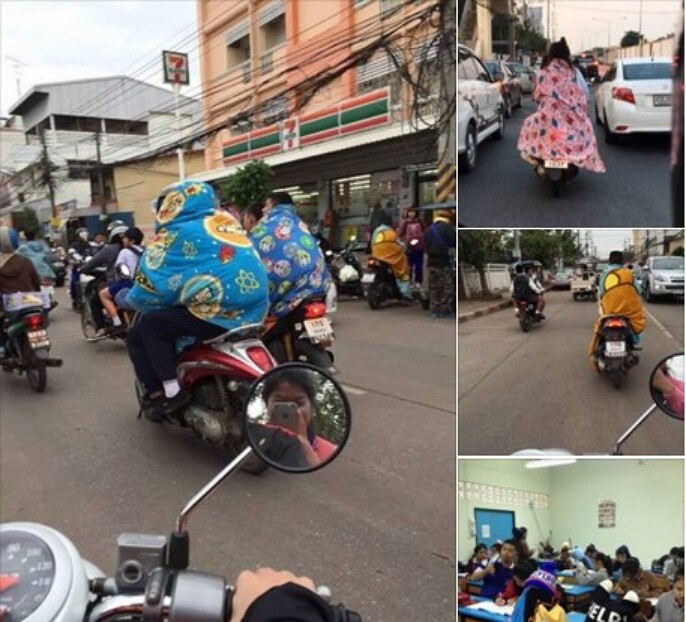 Тайцы спасаются от смертельного холода