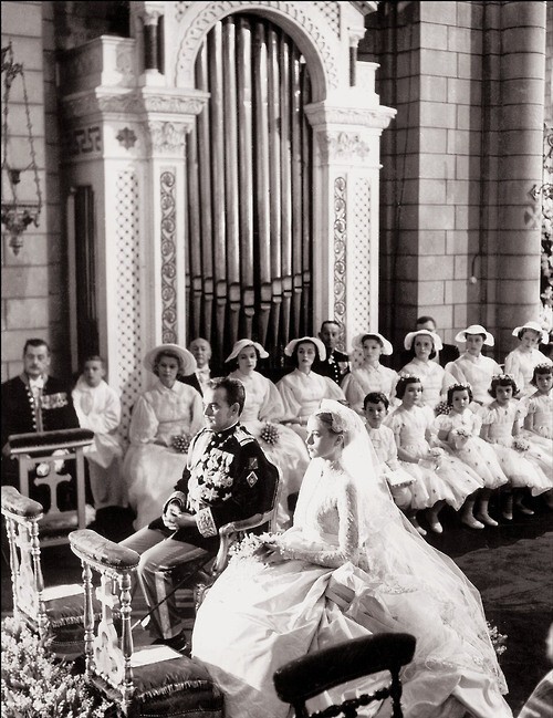 свадебное фото Грейс Келли и принца Монакского