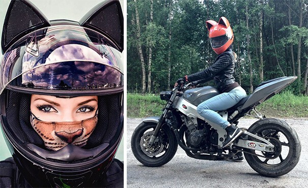 Женские мотошлемы с ушками от российского производителя 