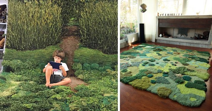 Обычные ковры уже не в моде: художник создает для пола настоящие лесные поляны!