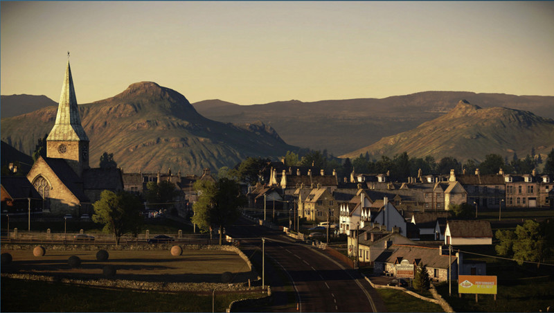 Трасса в Шотландии, проходящая через деревню Bannochbrae.