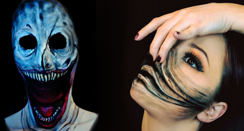 Девушка с помощью макияжа превращает себя в ужасных монстров из ваших кошмаров