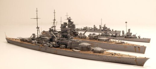 Были использованы модели кораблей в масштабе 1/700