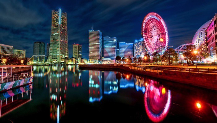 8. Вид на город Иокогама ночью