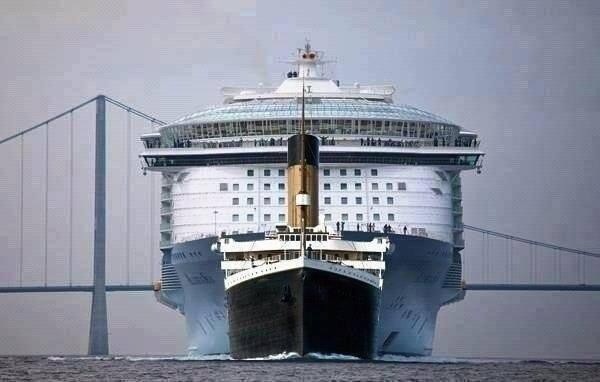 9. Титаник в сравнении с современным круизным лайнером