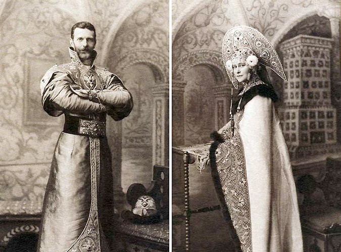 Великий князь Сергей и его супруга в нарядах а-ля рюсс 
