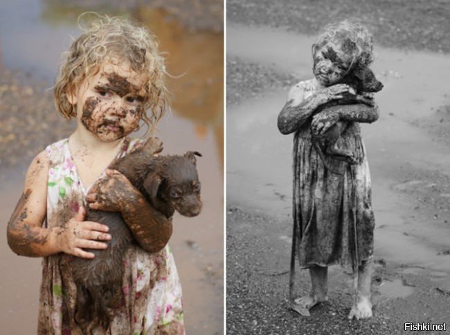 Девочка вытащила из грязевой ямы щенка