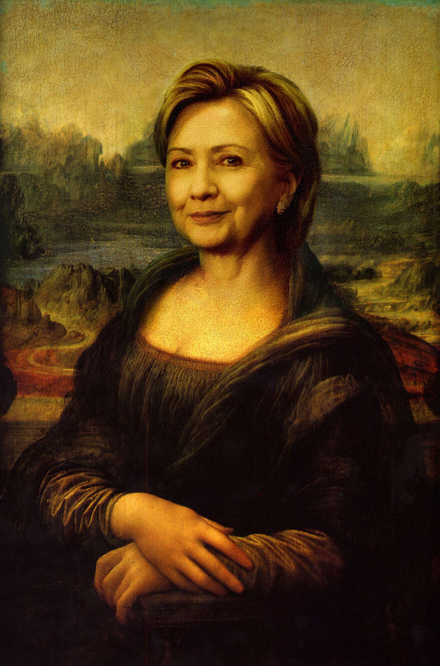 Хиллари Клинтон в виде Моны Лизы