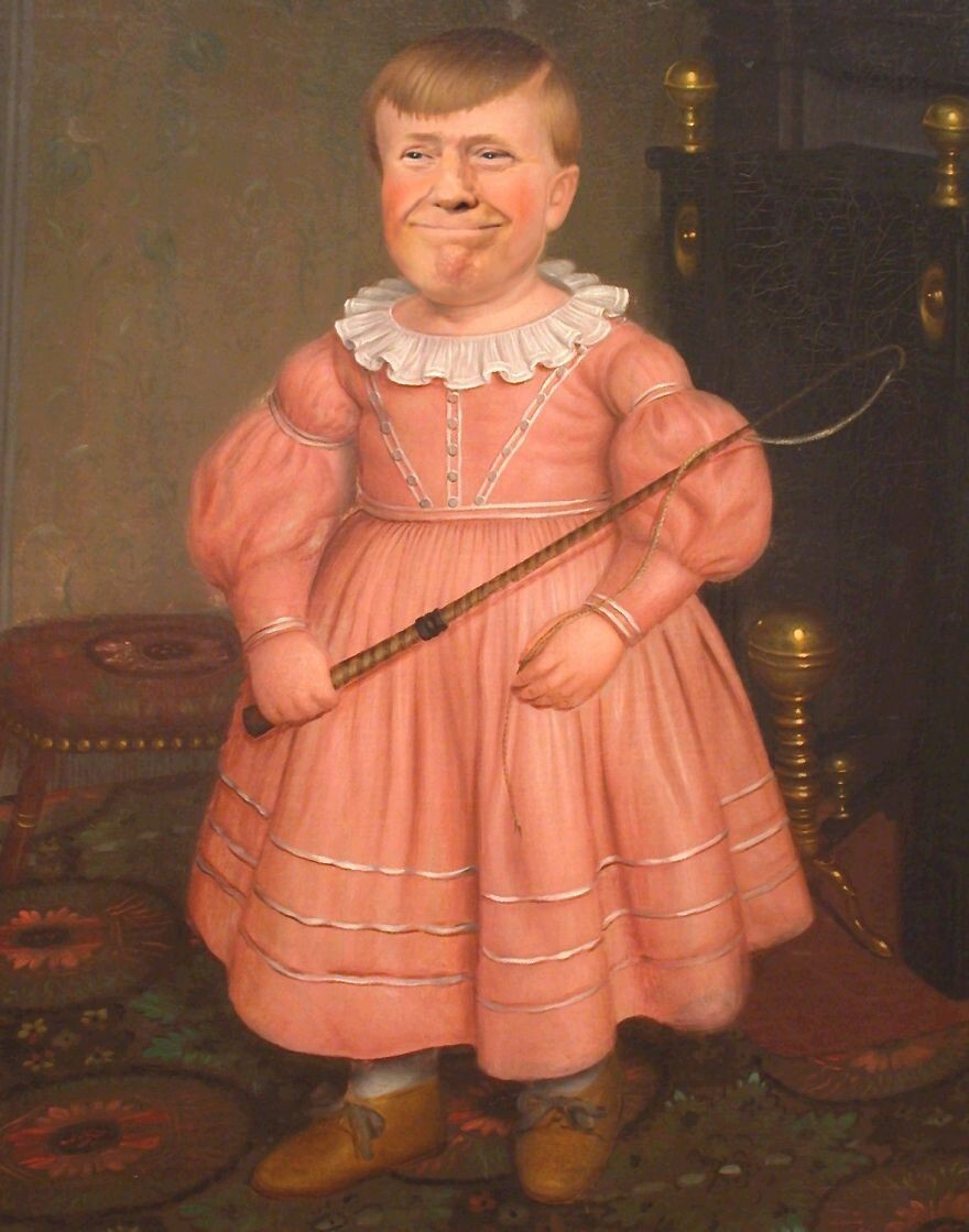 Дональд Трамп в виде мальчика в розовом