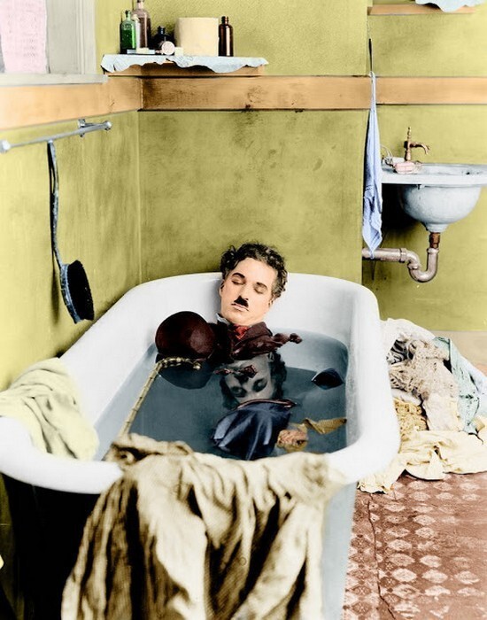 Редкие раскрашенные фотографий Чарли Чаплина 1910-1930 годов
