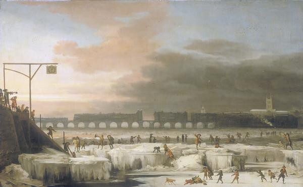 Замерзшая Темза, Абрахам Хондиус (1677)