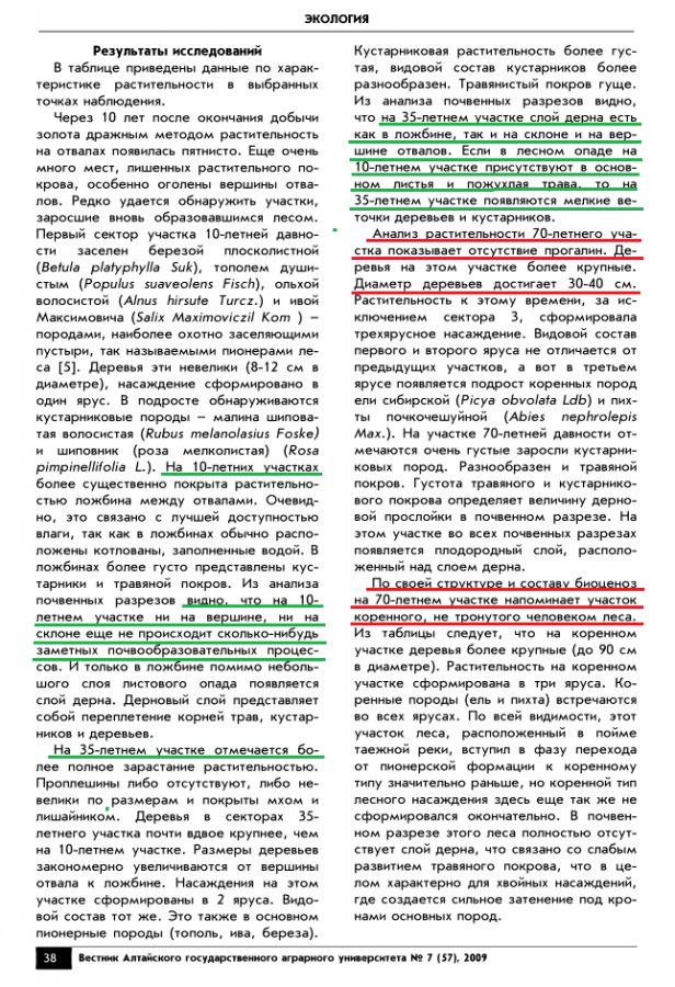 Скорость почвообразования на примере дражных отвалов