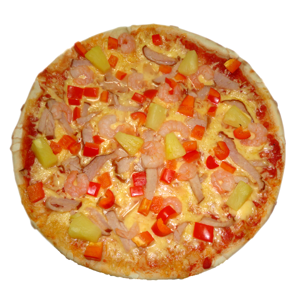 Пицца с креветками  и ананасом