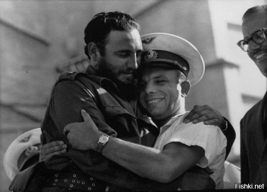 Фидель Кастро и Юрий Гагарин, Куба, 1961 год