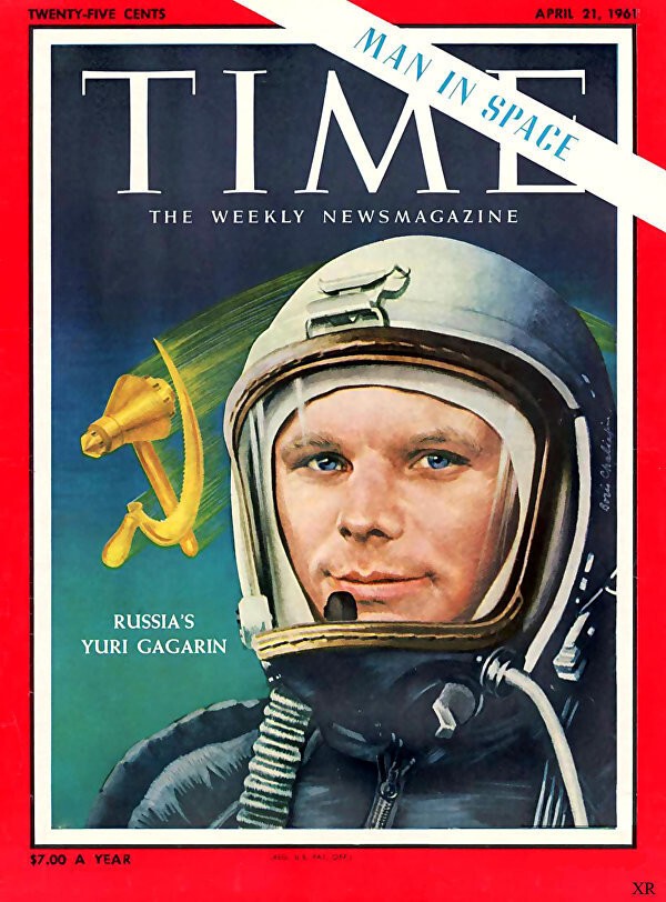 Спустя неделю портрет Юрия Гагарина появился на обложке американского еженедельника Time.