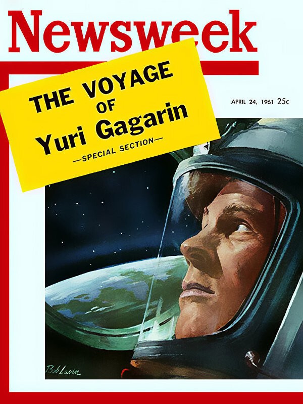 24 апреля 1961-го портрет Юрия Гагарина на фоне виднеющегося вдали земного шара напечатал американский еженедельник Newsweek.