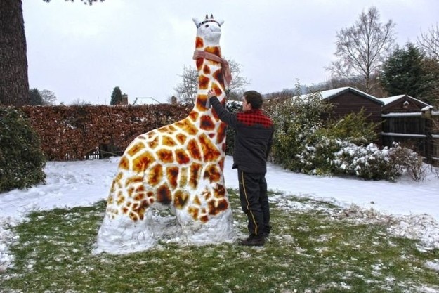 А почему бы не сделать снежного жирафа?