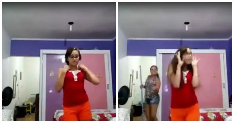 Девочка решила снять свои танцы на видео, но даже не подозревала, что вытворяет сзади мама!
