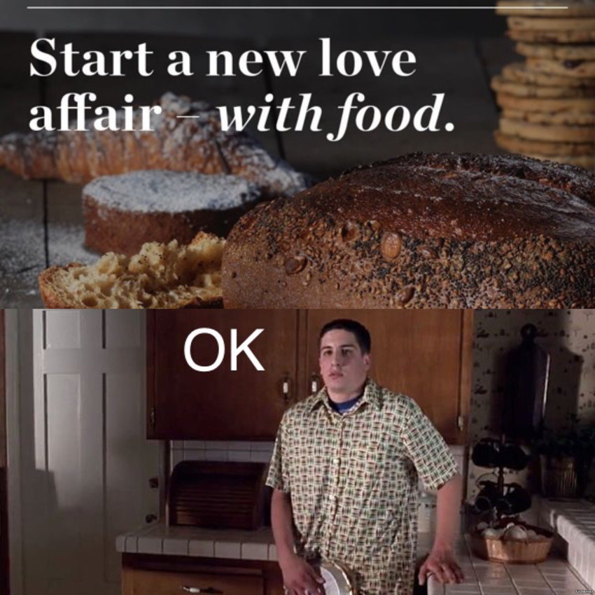 Нашёл рекламу продуктового магазина: "Начни новую любовную историю с едой