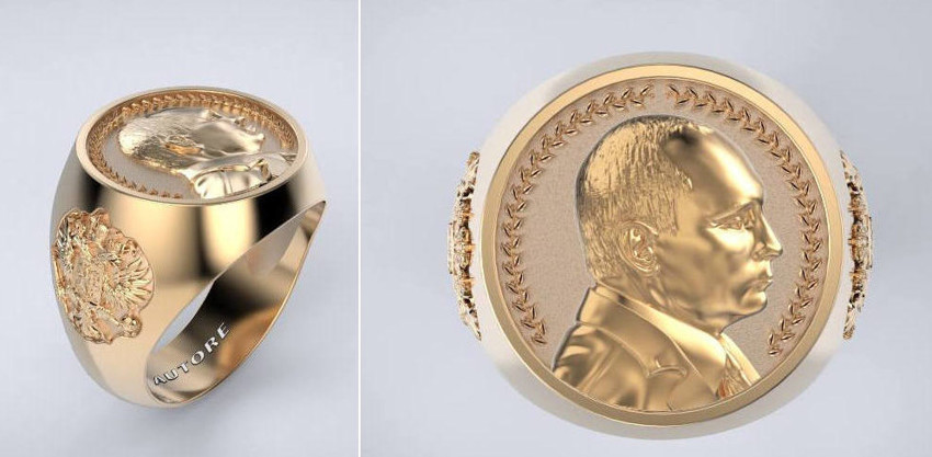 Кольцо с ликом президента, для весьма состоятельных патриотов, так как кольцо сделано из чистого золота высшей пробы. 