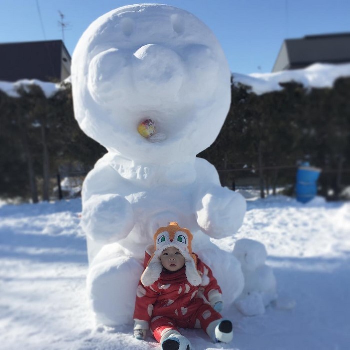 Японцы превращают неожиданный снег в произведения искусства!