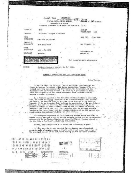 ЦРУ США официально: Бандера был немецким шпионом