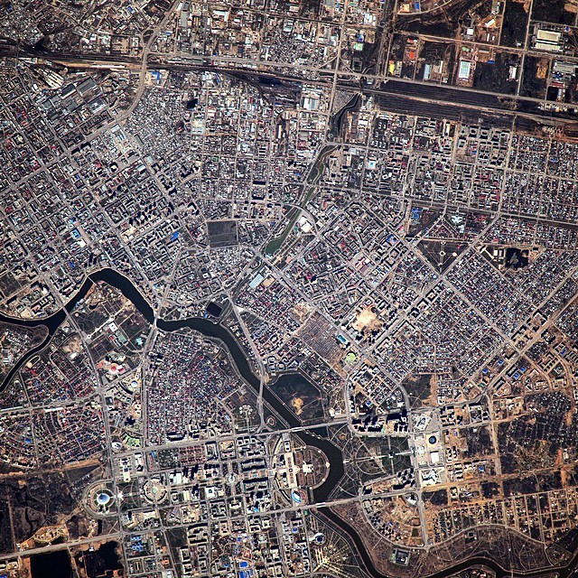 Астана - столица Республики Казахстан с высоты Международной космической станции