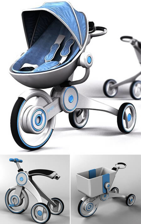 И несколько просто интересных и особенных колясок. Хадон Юнг придумал коляску, которая растет вместе с вашим ребенком!  