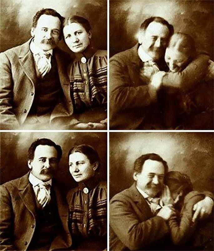 2. Викторианская пара пытается не смеяться во время съемки 1890