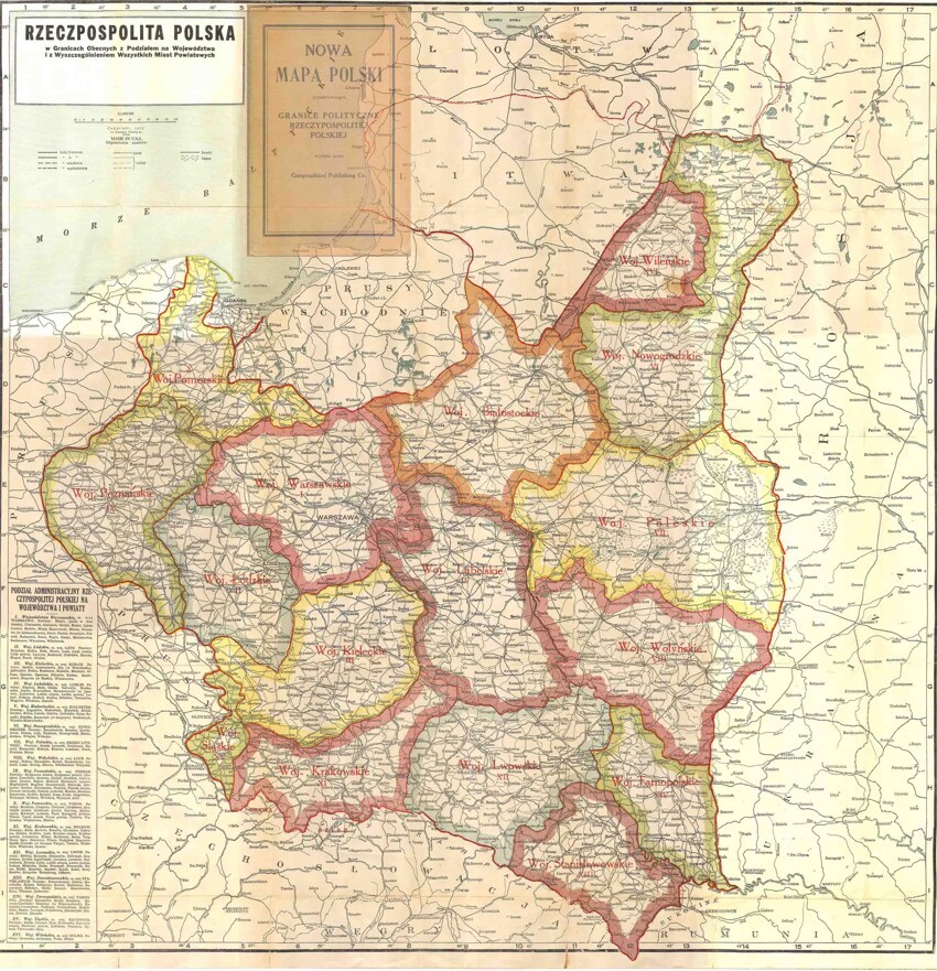 Административная карта Польши 1923г.