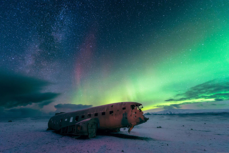 Место аварии самолета на Юге Исландии