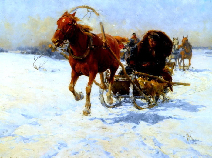 Лошади в картинах Веруша - Ковальского