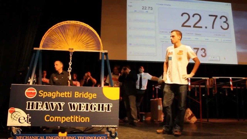 мост из спагетти выдержал вес в 384 кг ) 