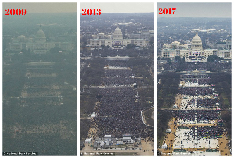 Подсчитали - прослезились: наглядное сравнение численности толпы на инаугурациях Трампа и Обамы