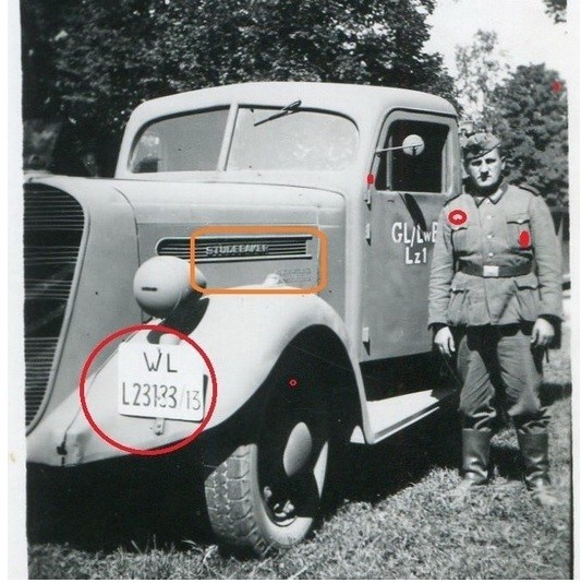 Трофейный американский грузовик "Студебеккер" на службе в люфтваффе.