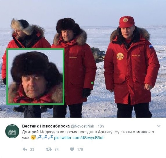 А это уже привет из Арктики. После этой поездки, Медведев и отчитал Александра Ткачева