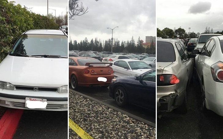 Перегруженная парковка у завода Tesla в Калифорнии