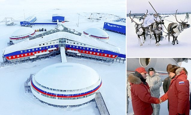 "Арктический трилистник", окрашенный в трехцветный флаг России