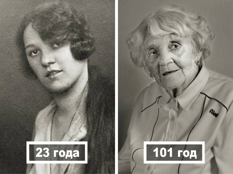 Власта Чижкова, 23 года (после окончания старших классов) и 101 год