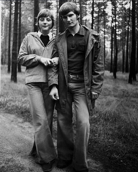 Ангела Меркель со своим первым мужем, 1975 год.