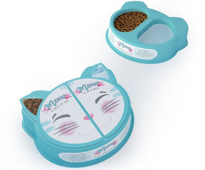 Упаковка корма и воды для бездомных кошек Meow